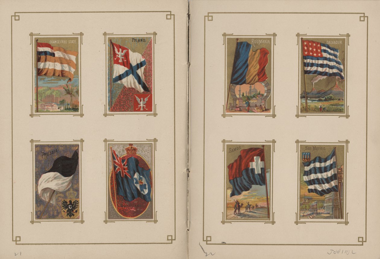 Flaggen aller Nationen und der Vereinigten Staaten von Amerika - Seiten 21 und 22, 1887 von George S. and Sons Harris