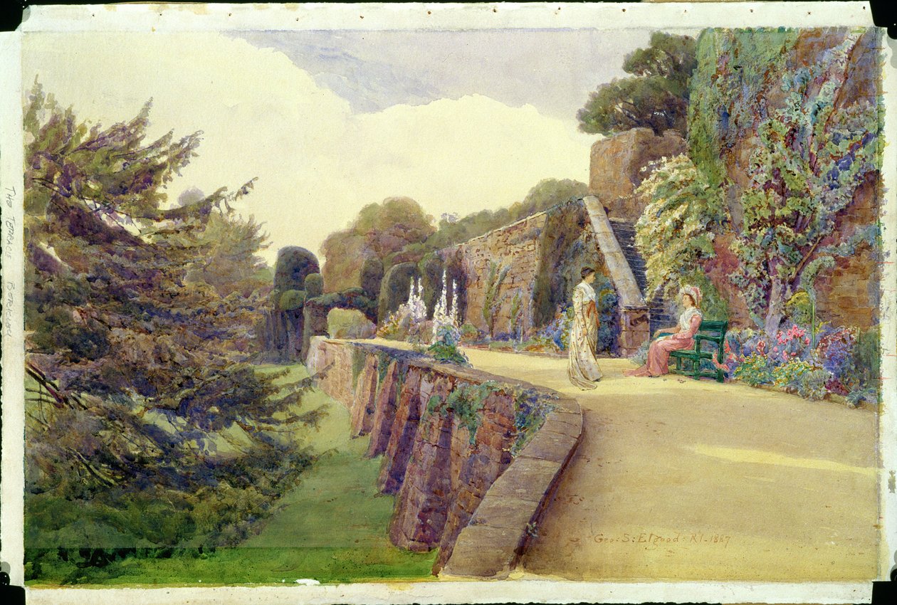 Die Terrasse am Berkeley Castle, Gloucestershire, 1887 von George Samuel Elgood