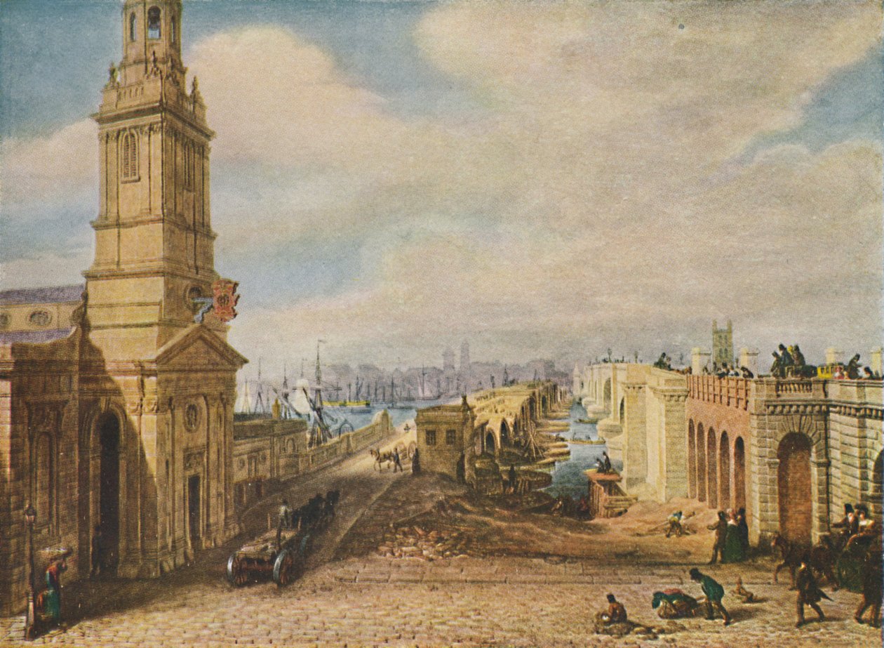 Londoner Brücken alt und neu von George Scharf