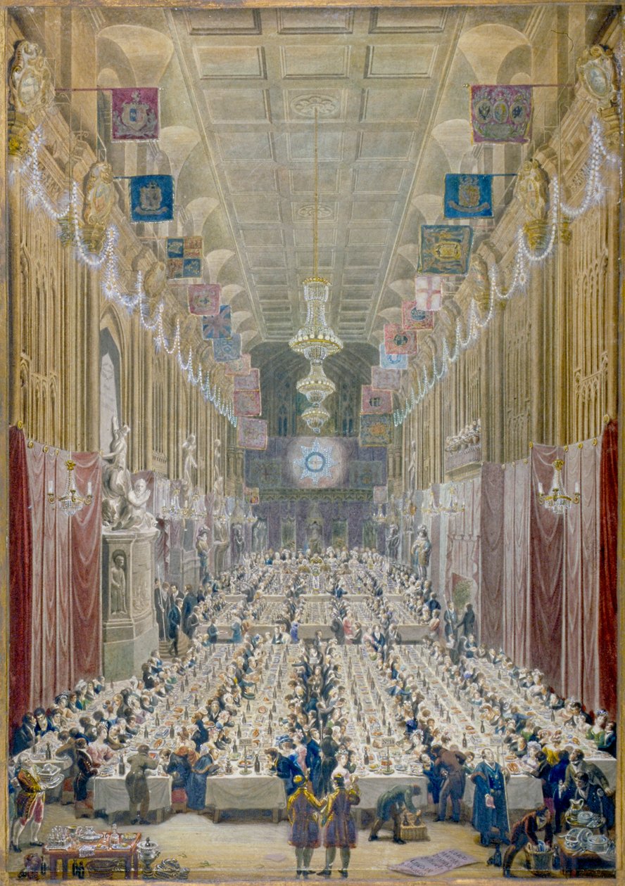Ansicht des Abendessens des Lord Mayor in der Guildhall, City of London von George Scharf