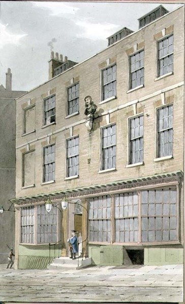 Griechisches Kaffeehaus, Devereaux Court, 1809 von George Shepherd