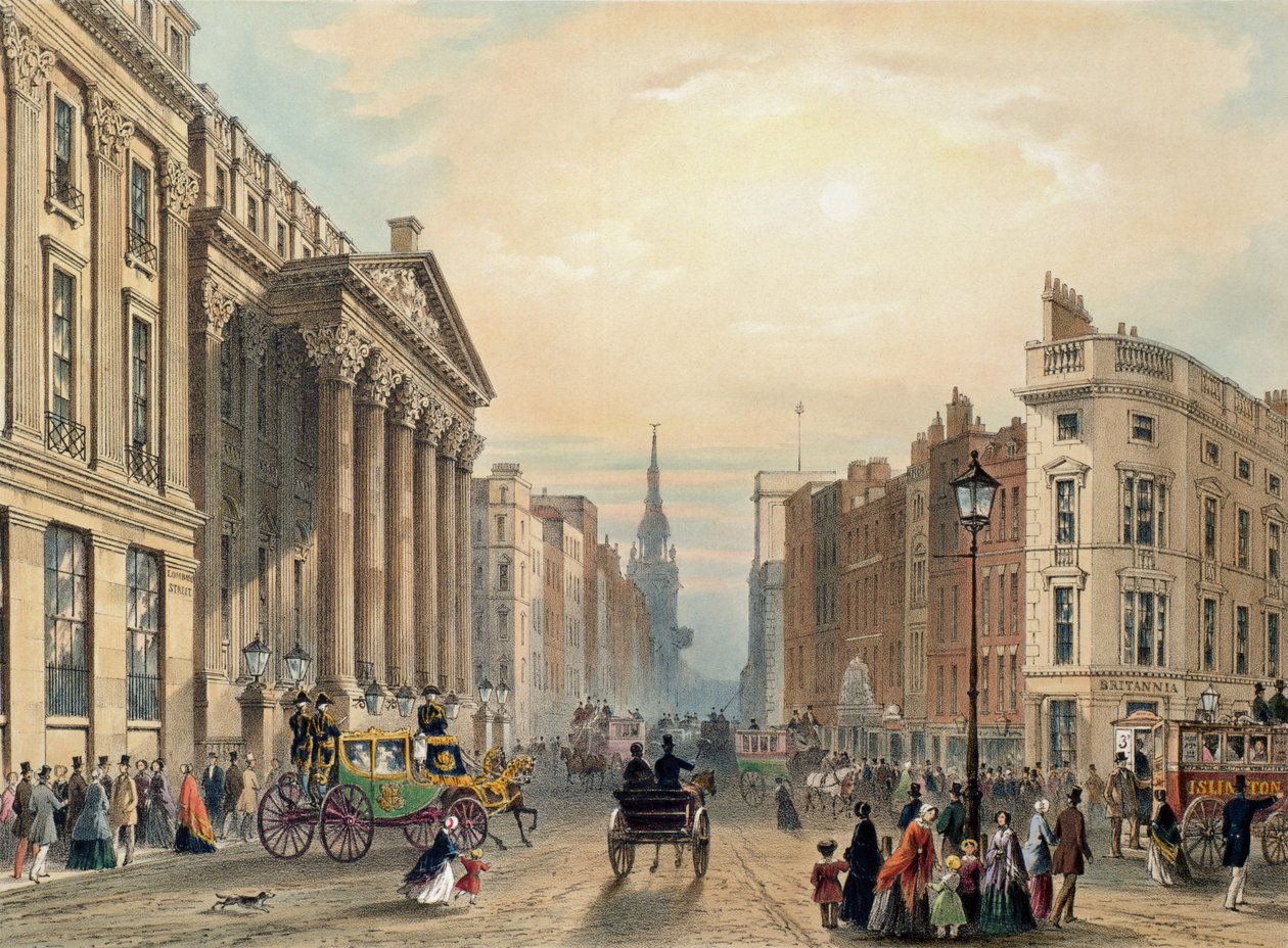 Mansion House in Richtung Cheapside, graviert von Thomas Picken, veröffentlicht von Ackermann 1851 von George Shepherd