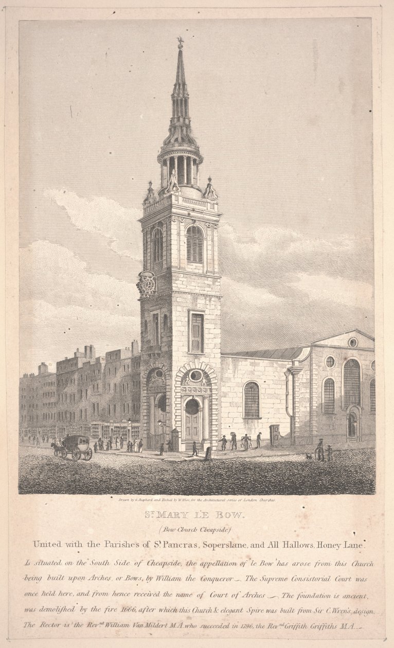 St. Mary Le Bow, graviert von William Wise von George Shepherd