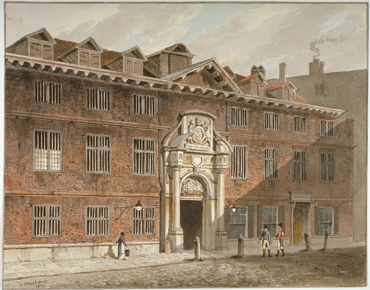 Westfassade von Blackwell Hall, King Street, City of London, 1811 von George Shepherd