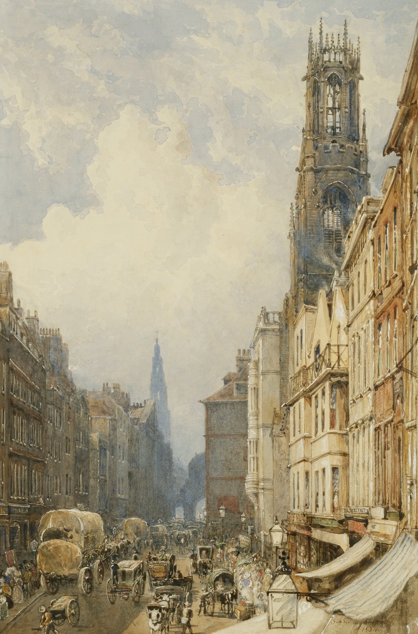 Fleet Street Blick auf Temple Bar mit Old St. Dunstans und St. Clement Danes, 1834 von George Sidney Shepherd