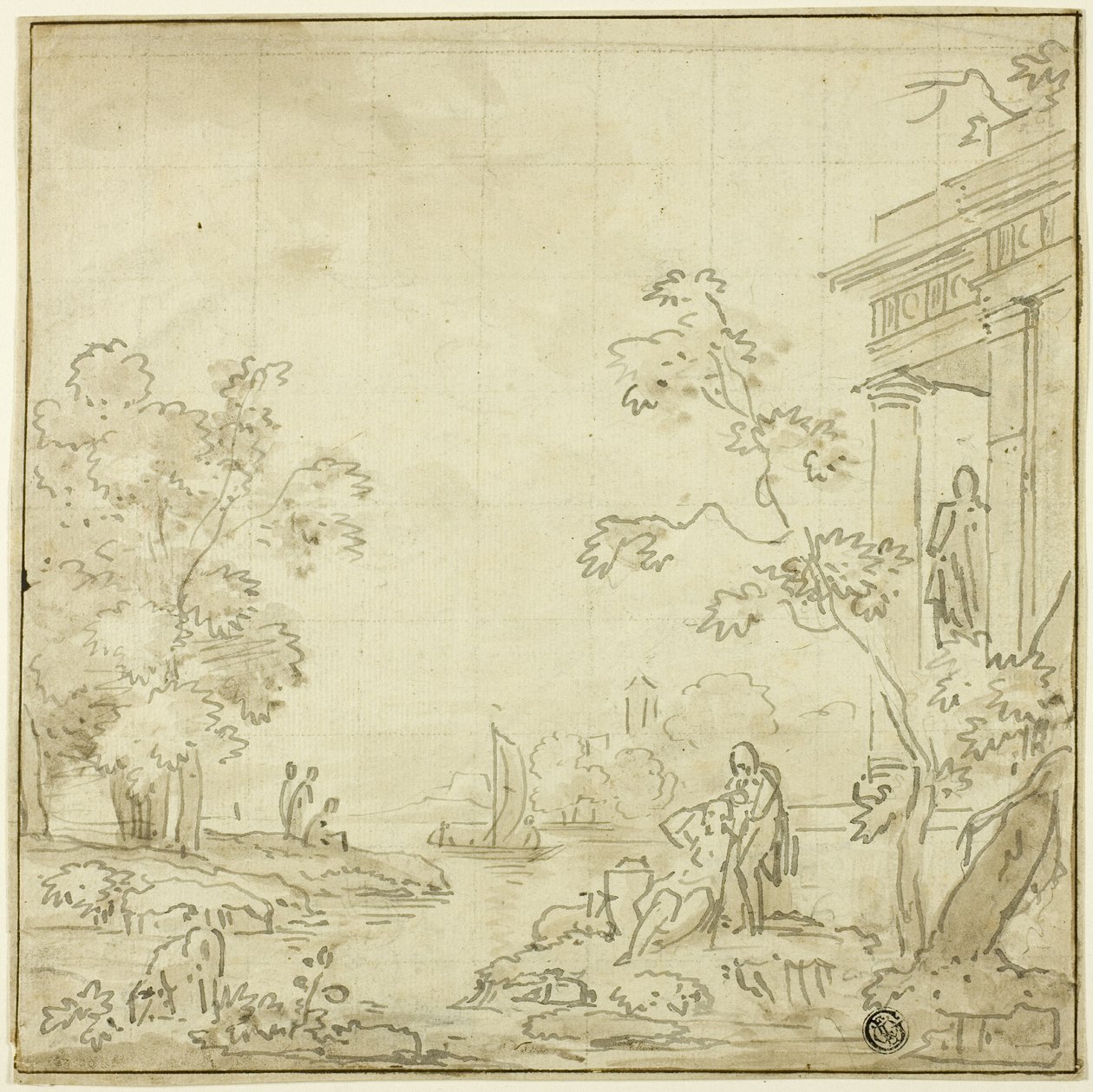 Hafenszene mit Figuren, Tempel von George Smith of Chichester