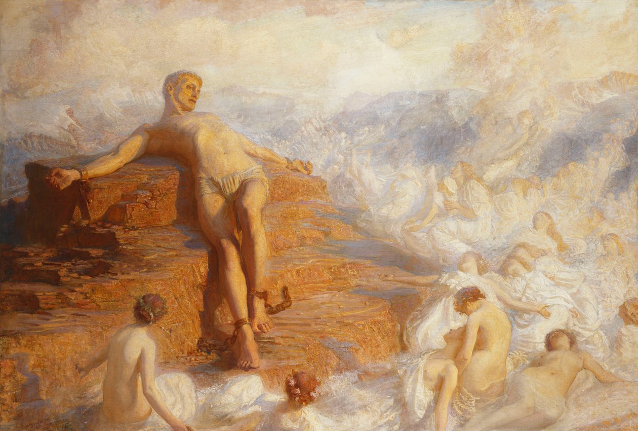 Prometheus wird von den Geistern der Erde getröstet 