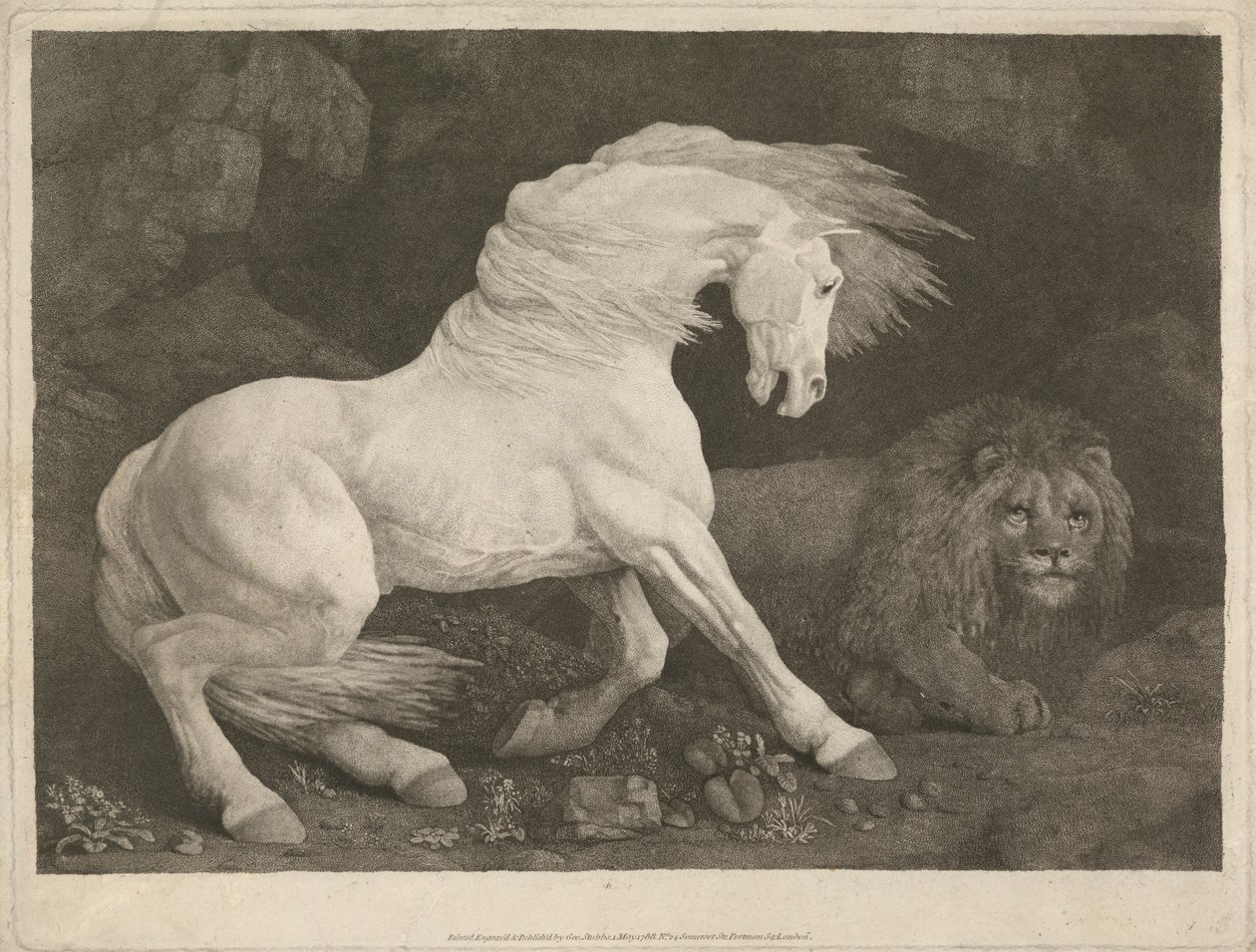 Ein Pferd erschreckt durch einen Löwen von George Stubbs