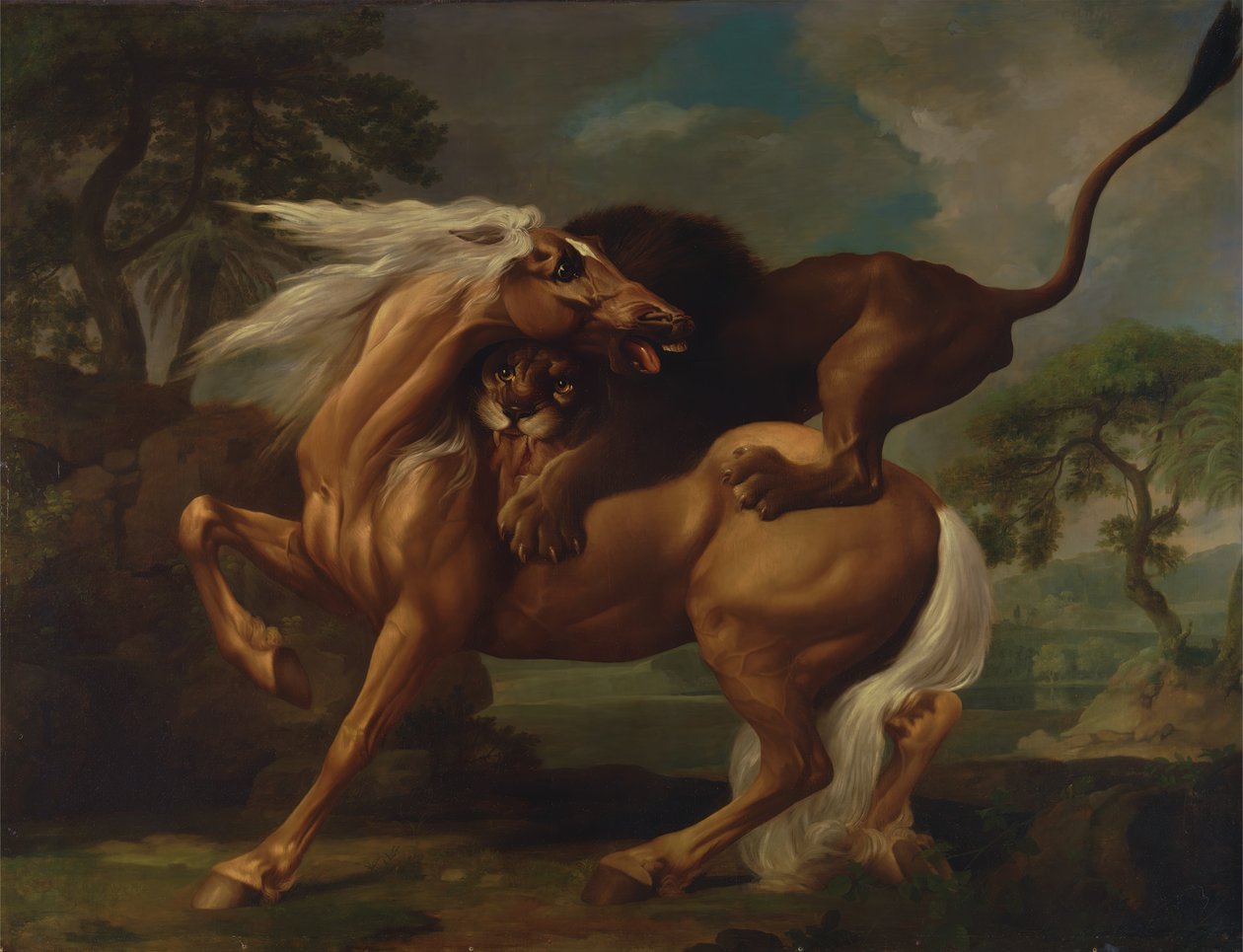 Ein Löwe greift ein Pferd an von George Stubbs