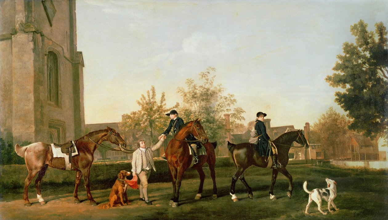 Lord Torringtons Jagddiener brechen von Southill, Bedfordshire, ca. 1765-8 auf von George Stubbs
