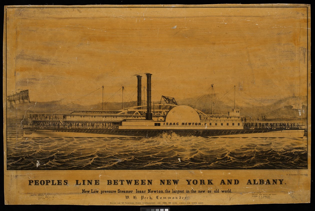 Peoples Line zwischen New York und Albany. Neuer Niederdruckdampfer Isaac Newton, der größte in der neuen oder alten Welt von George T. (after) Sanford
