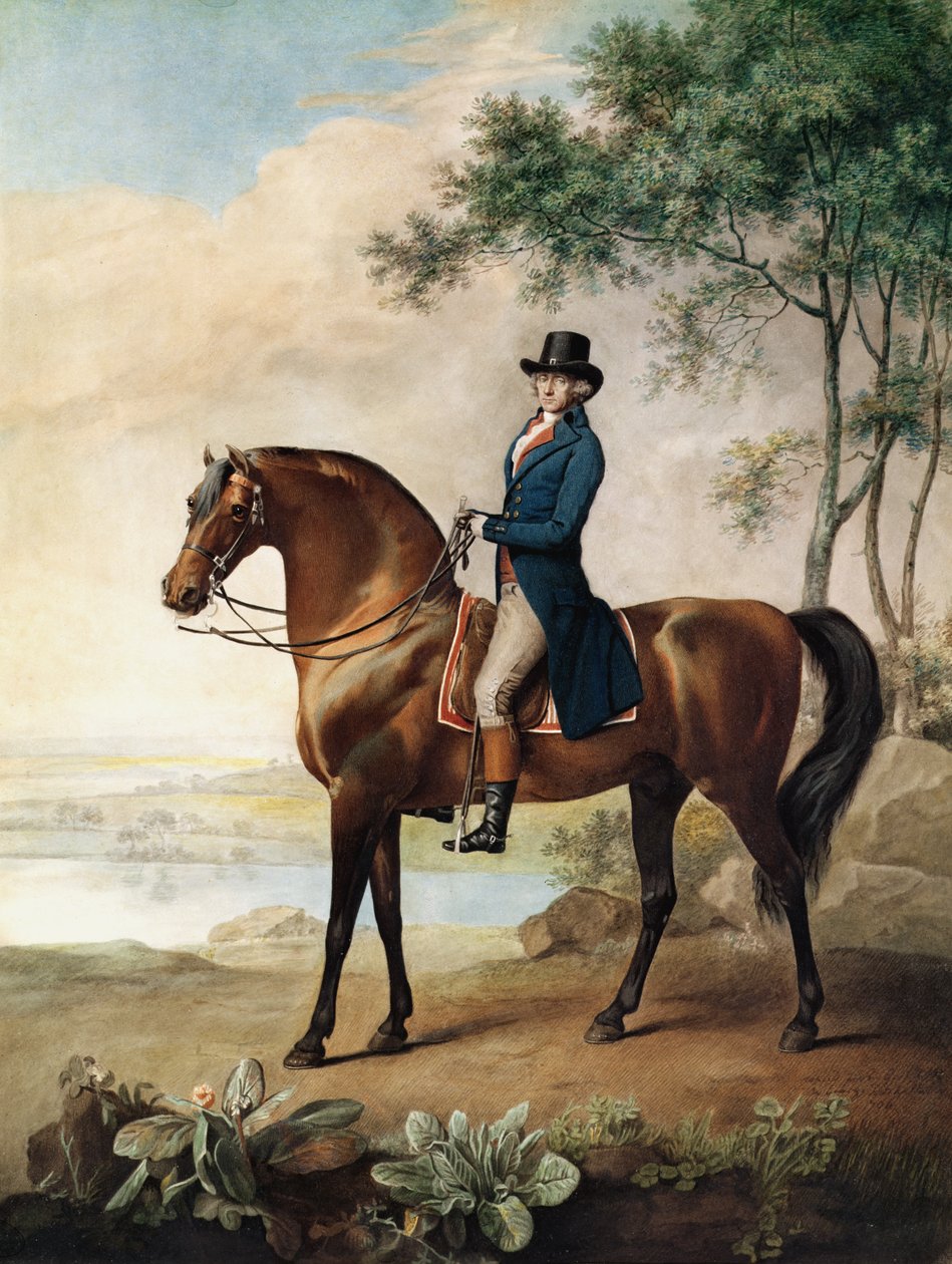 Warren Hastings Esq. auf seinem arabischen Pferd, nach einem Gemälde von George Stubbs von George Townley Stubbs