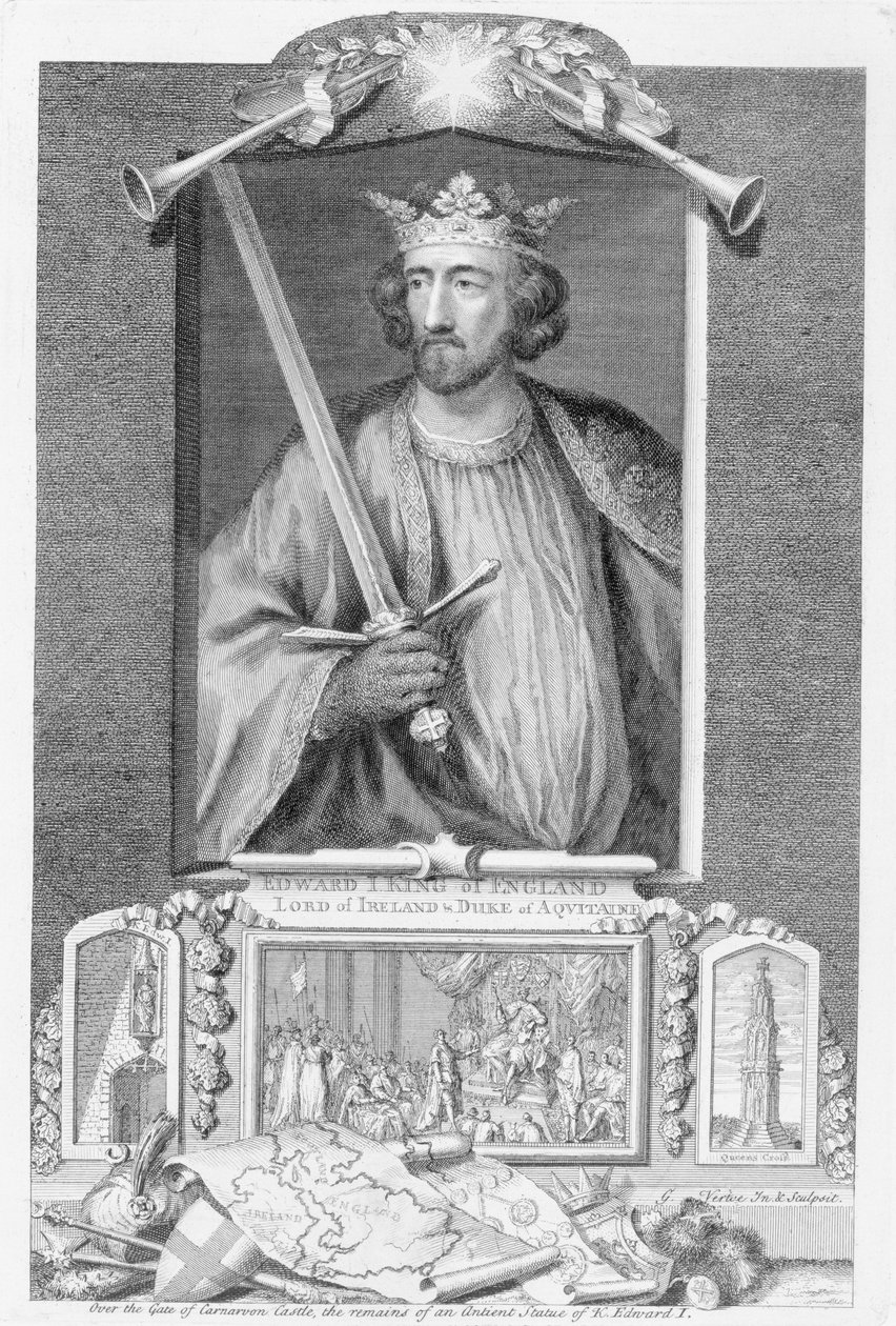 Eduard I. (1239-1307) König von England ab 1272, nach den Überresten einer Statue, graviert vom Künstler von George Vertue