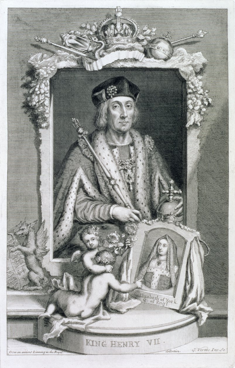 Heinrich VII. König von England ab 1485, nach einem Porträt in der königlichen Sammlung, graviert vom Künstler von George Vertue