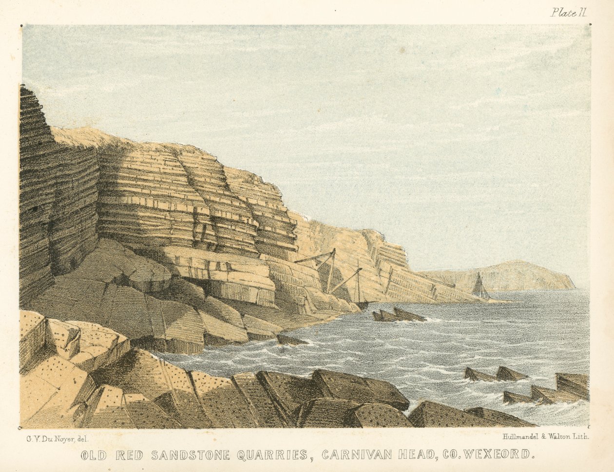 Old Red Sandstone Steinbrüche, Carnivan Head, Co Wexford von George Victor Du Noyer