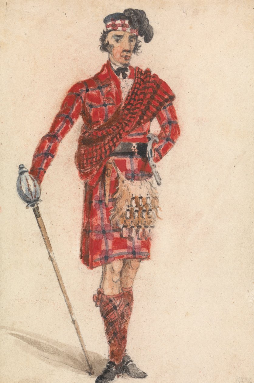 Schotte mit Schwert; Moderne Kleidung eines Highland-Häuptlings von George Walker