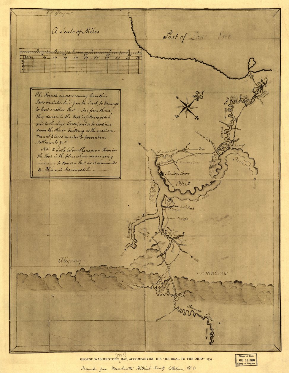 George Washingtons Karte, begleitend zu seinem "Journal to the Ohio", 1754. LOC 99446116 von George Washington