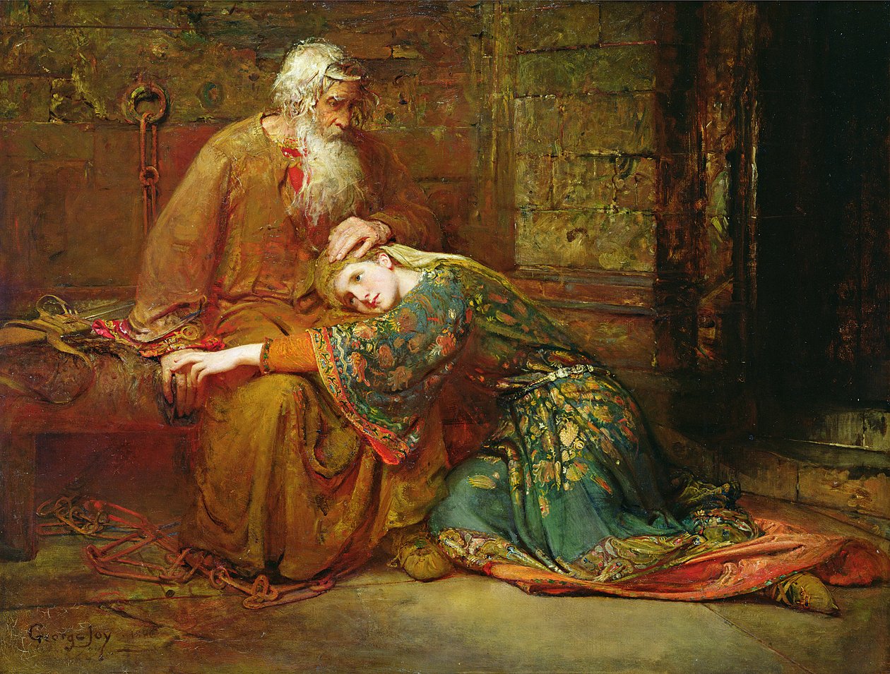 Cordelia tröstet ihren Vater, König Lear, im Gefängnis von George William Joy