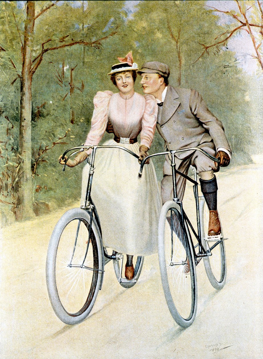 Paar beim Radfahren, 1893 von Georges Debrock