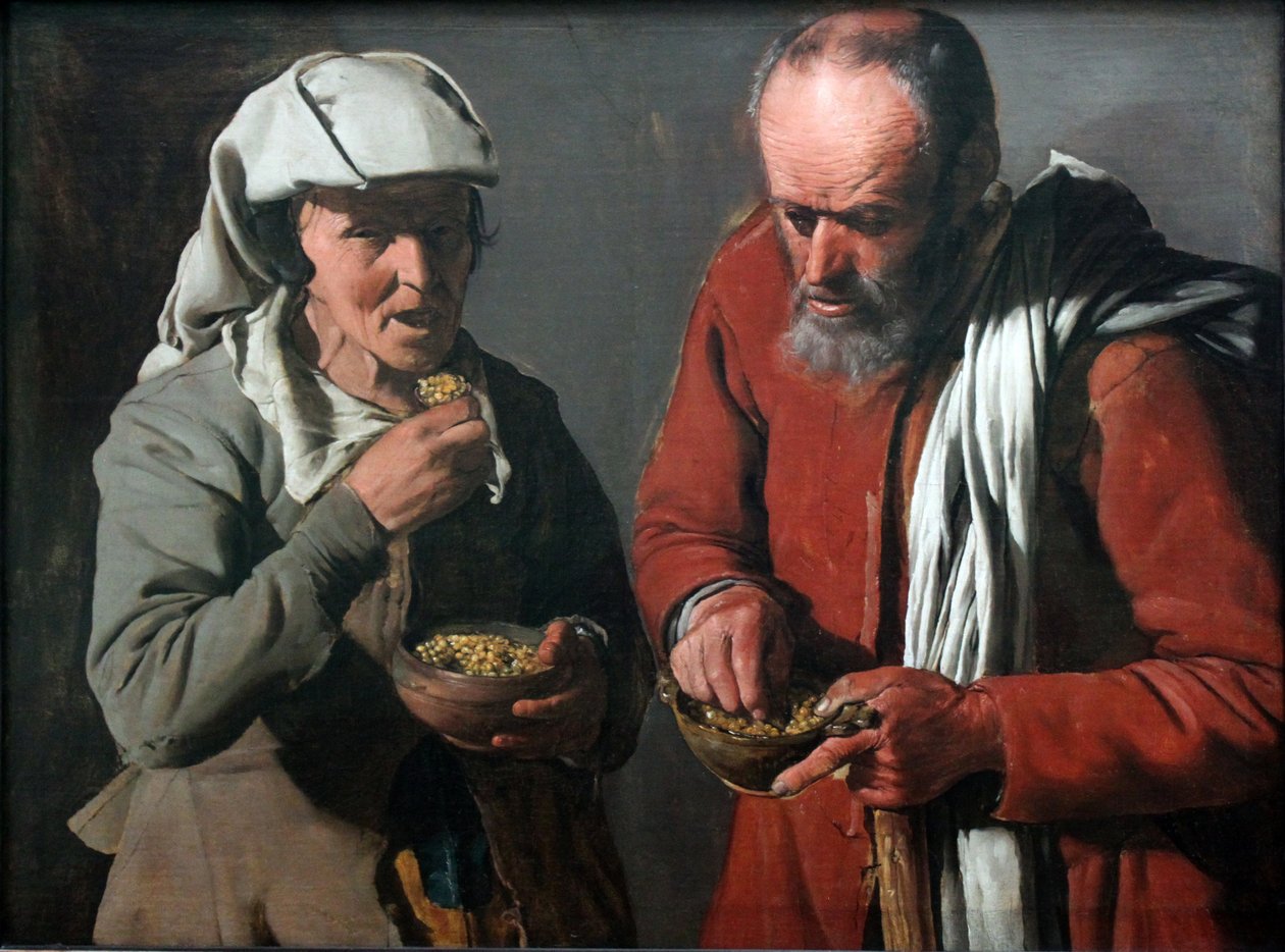 Erbsen essendes Bauernpaar von Georges de La Tour