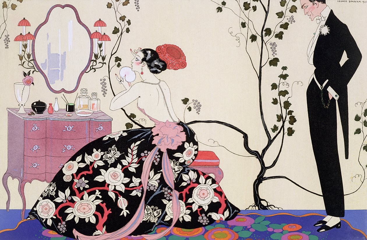 Das rückenfreie Kleid, graviert von Henri Reidel von Georges (after) Barbier