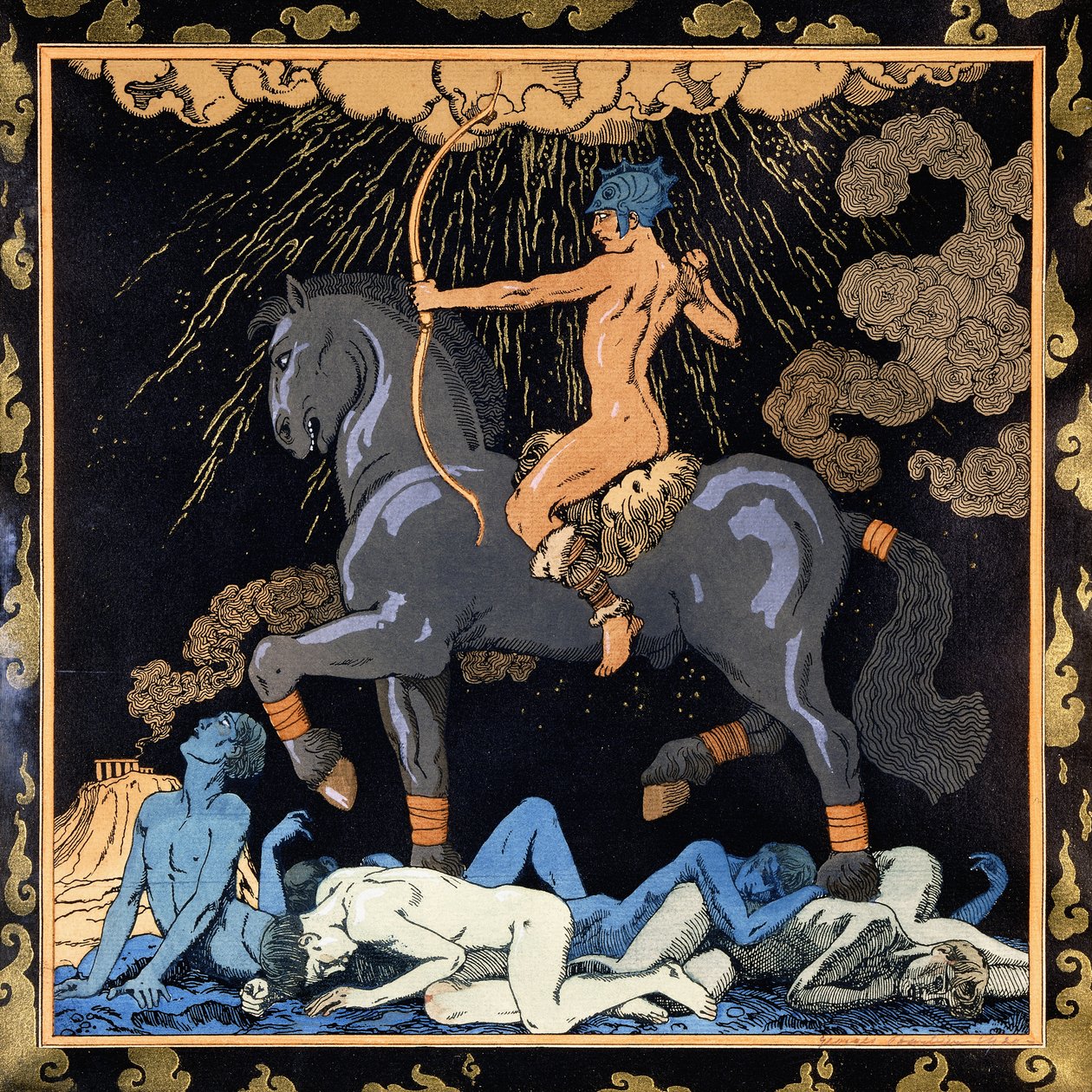 Derjenige, der das schwarze Pferd reitet, ca. 1917-1920 von Georges Barbier