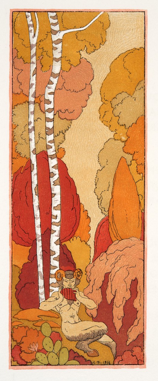 Chant Pastoral, Illustration aus Les Chansons de Bilitis, von Pierre Louys, veröffentlicht 1922 von Georges Barbier