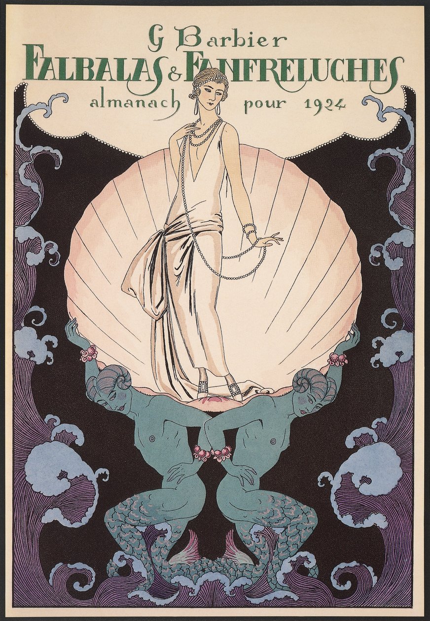 Falbalas et Fanfreluches, Almanach für 1924, Umschlag, von George Barbier, Druck von Georges Barbier