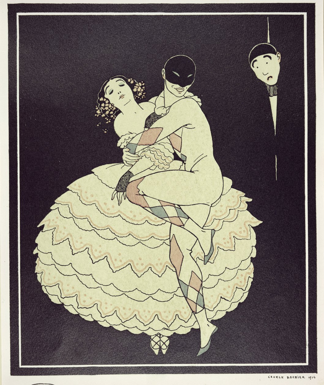 Tamara Karsavina (1885-1978) als Columbine und Vaslav Nijinsky (1890-1950) als Harlekin in Fokines 