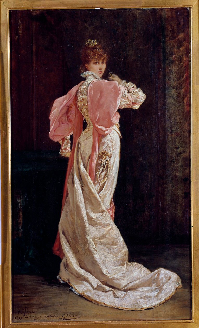 Ganzkörperporträt der französischen Schauspielerin Henriette Rosine Bernard, genannt Sarah Bernhardt (1844-1923) von Georges Clairin