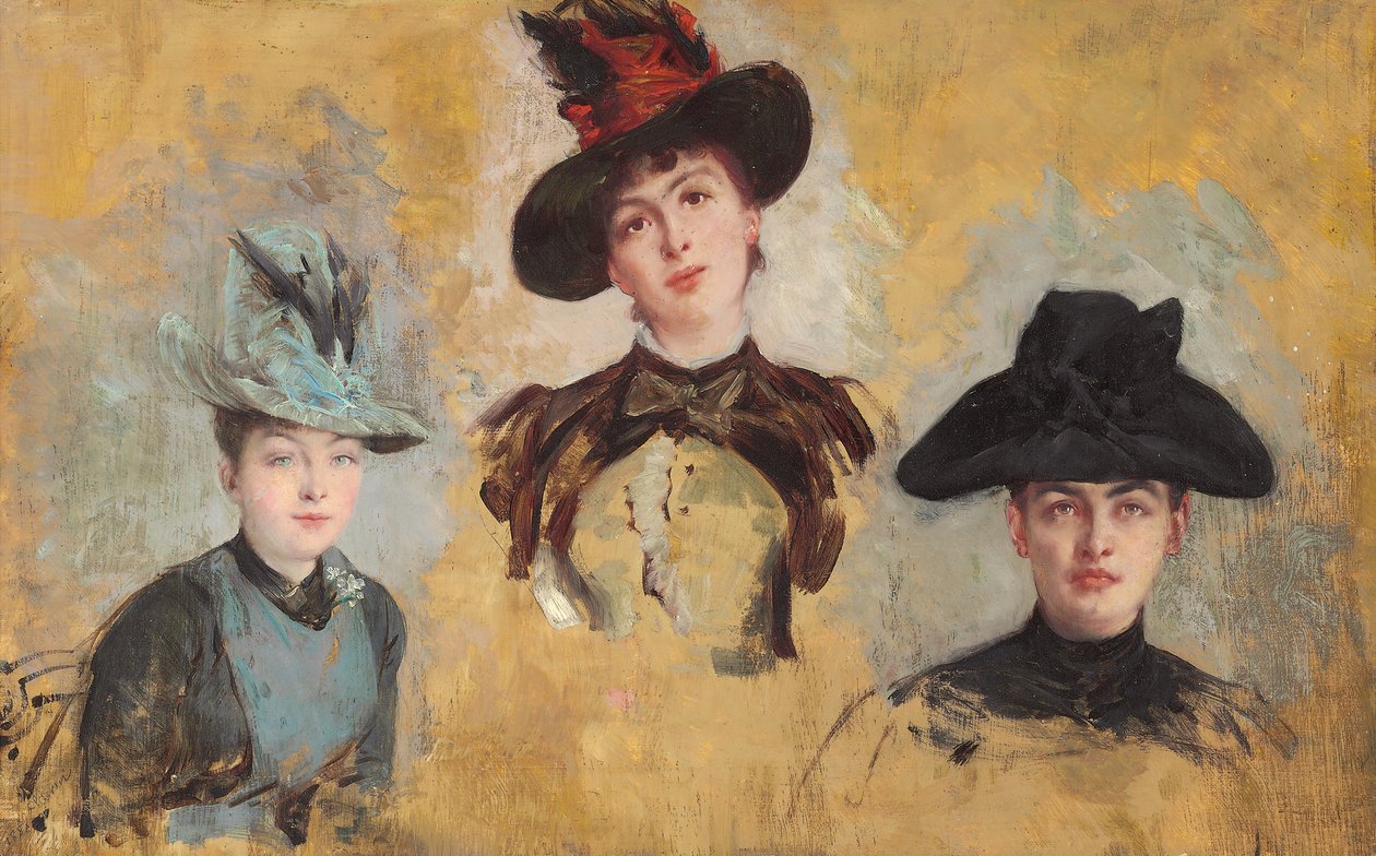 Drei Frauen mit Hüten, 1880 von Georges Clairin