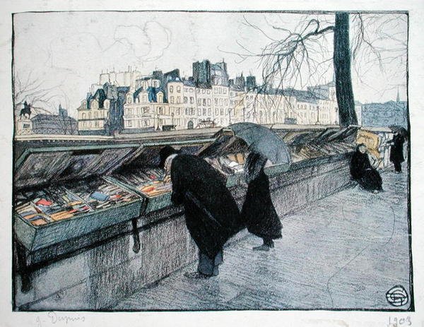 Bouquinisten entlang des linken Seineufers in der Nähe der Pont-Neuf, Paris von Georges Dupuis