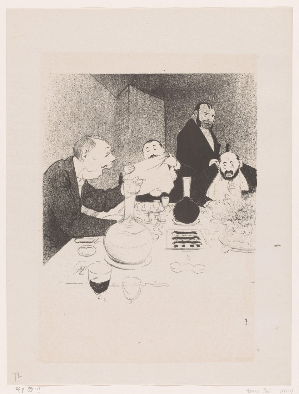 Männer am Tisch während eines Dinners von Georges Hermann Rene Paul