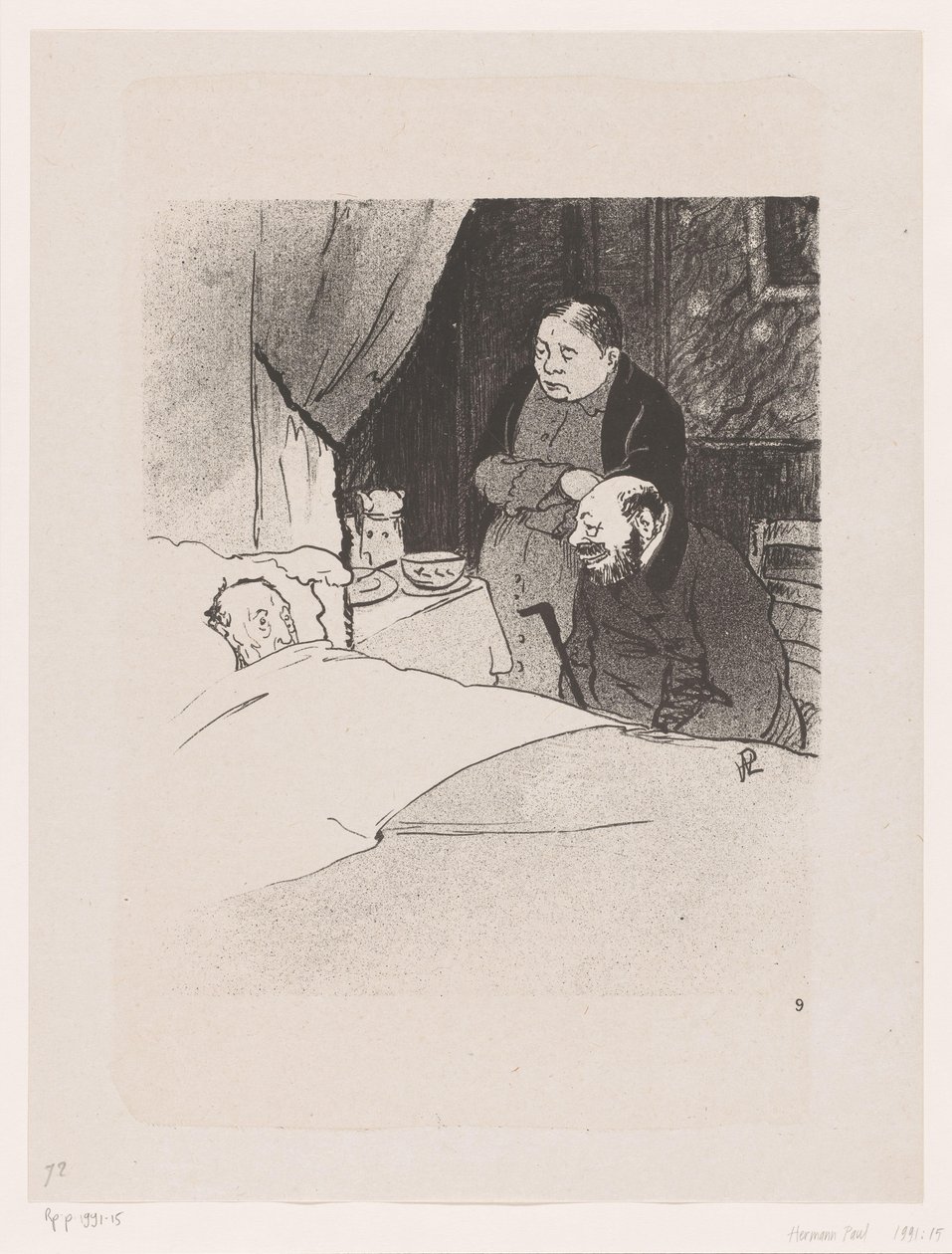 Kranker Mann im Bett von Georges Hermann Rene Paul
