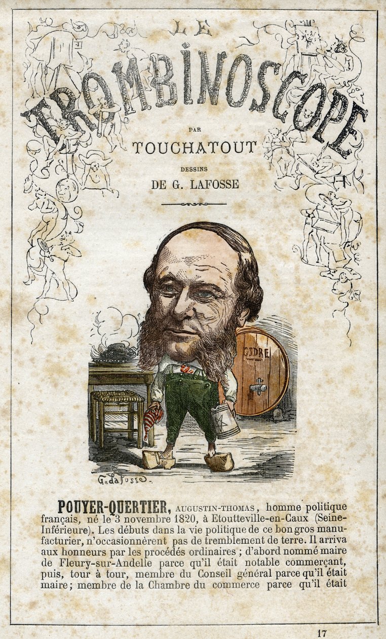 Augustin Pouyer-Quertier - Illustration aus "Le Trombinoscope", einem satirischen politischen Periodikum von Leon-Charles Bienvenu, bekannt als Touchatout von Georges Lafosse
