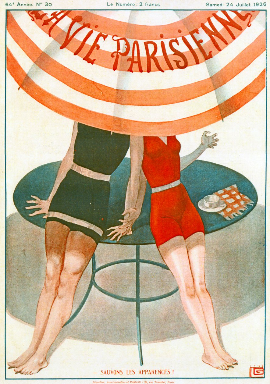 Liebende halten sich an den Händen, Illustration aus "La Vie Parisienne" von Georges Leonnec