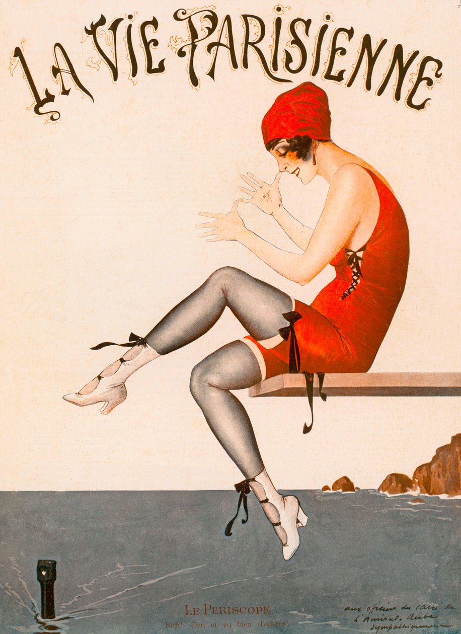 Schwimmer auf dem Sprungbrett, Illustration aus "La Vie Parisienne" von Georges Leonnec
