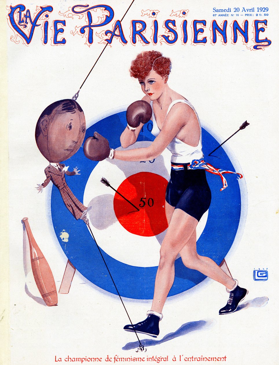 Der Champion des integralen Feminismus-Trainings - Illustration aus La Vie Parisienne von Georges Leonnec