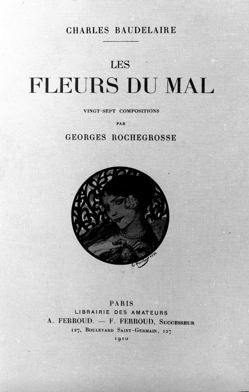 Frontispiz von „Die Blumen des Bösen“ von Charles Baudelaire (1821-1867) illustriert von Georges Antoine Rochegrosse (1859-1938) 1910 von Georges Marie Rochegrosse