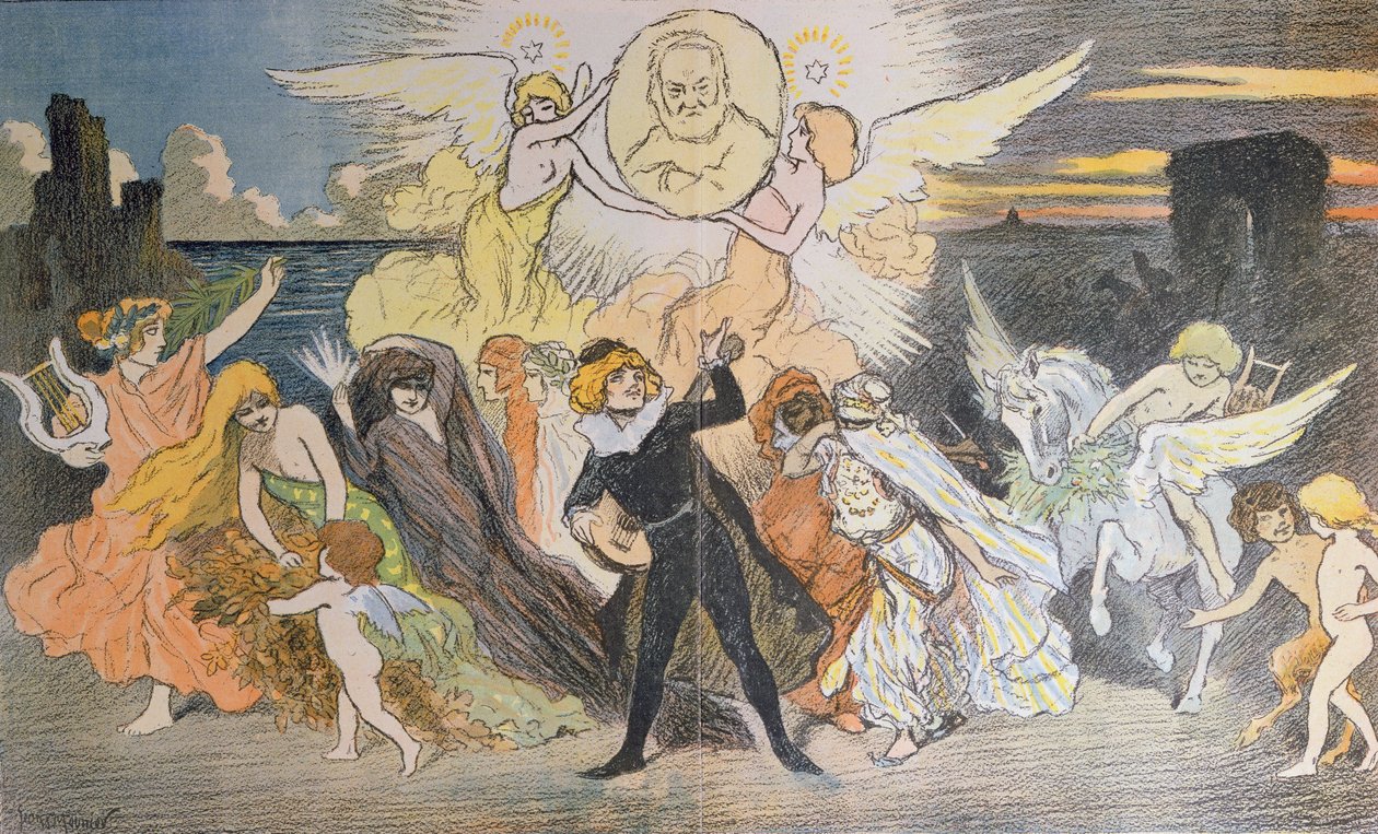 Die Apotheose des Dichters, eine Hommage an Victor Hugo (1802-85) zur Feier seines hundertsten Geburtstags, 1902 von Georges Meunier