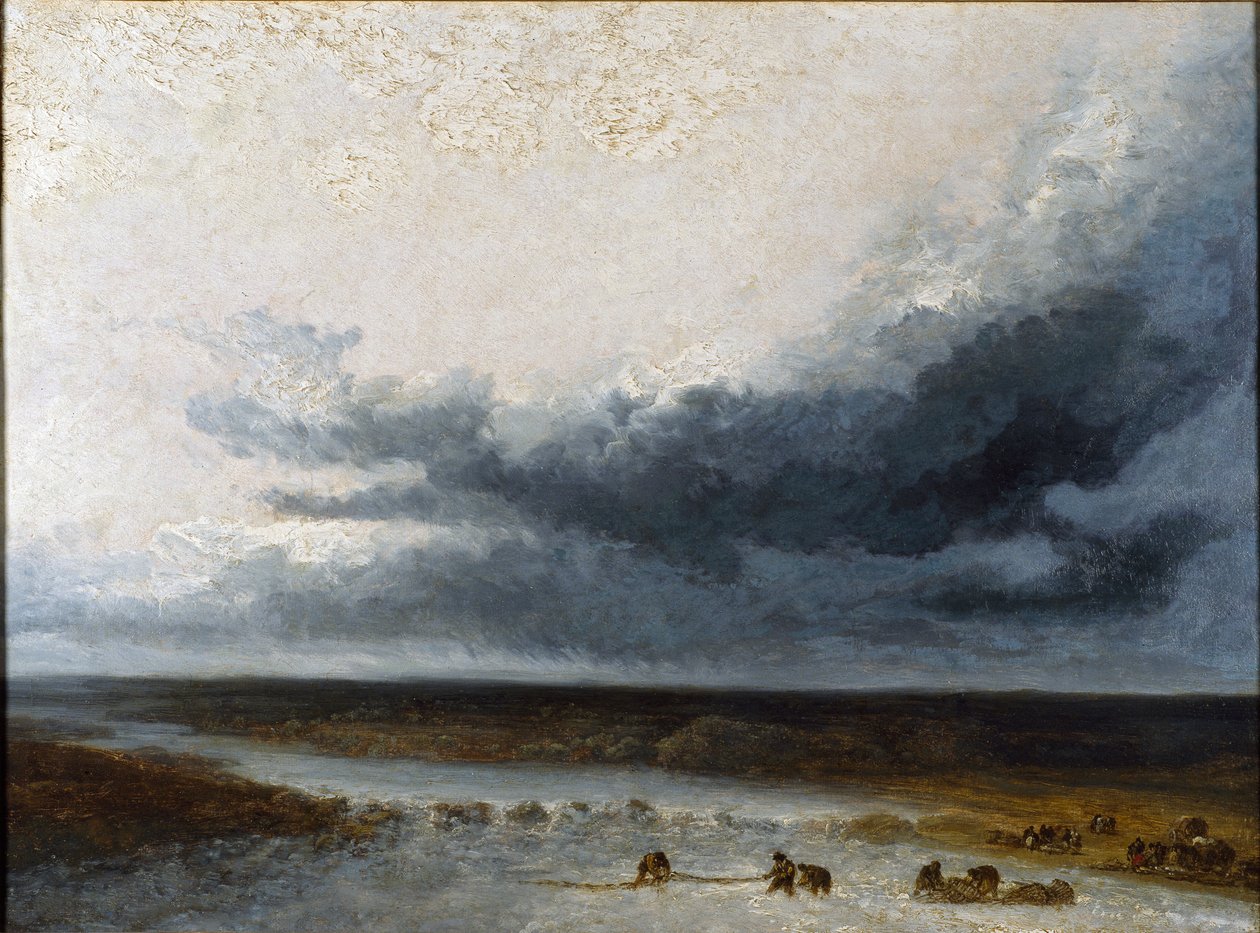 Landschaft mit Fischern an der Mündung eines Flusses, frühes 19. Jahrhundert von Georges Michel