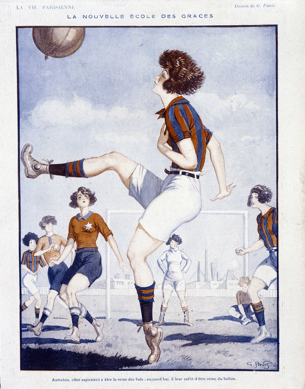 Frauenfußball - in "La Vie Parisienne" vom Feb. 1922 (Druck) von Georges Pavis