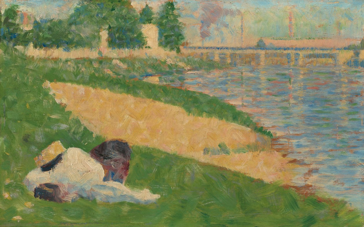 Die Seine mit Kleidung am Ufer (Studie) von Georges Pierre Seurat