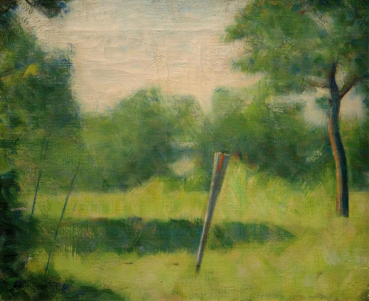 Landschaft mit einem Pfahl von Georges Seurat