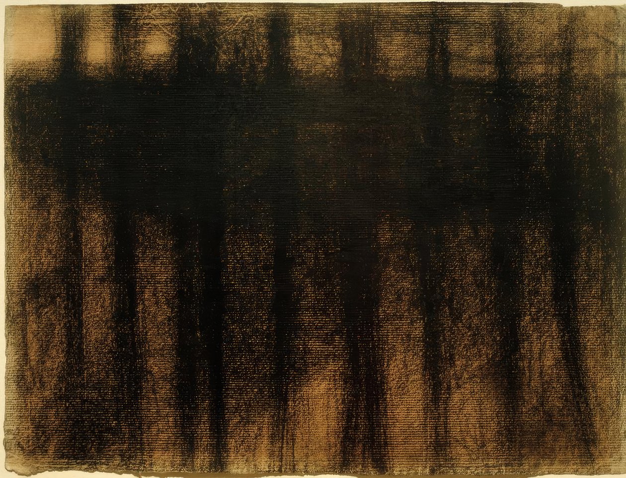 Baumstämme, sich im Wasser spiegelnd von Georges Seurat