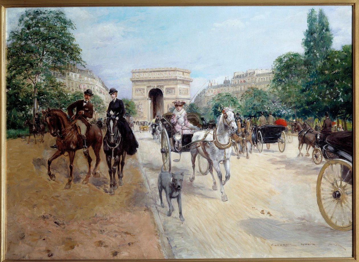 Reiter und Kutscher auf der Avenue du Bois in Paris von Georges Stein