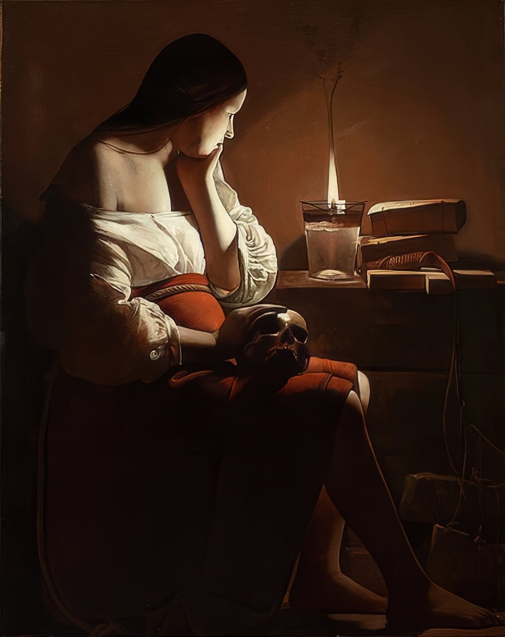 Maria Magdalen mit rauchender Flamme von Georges de La Tour