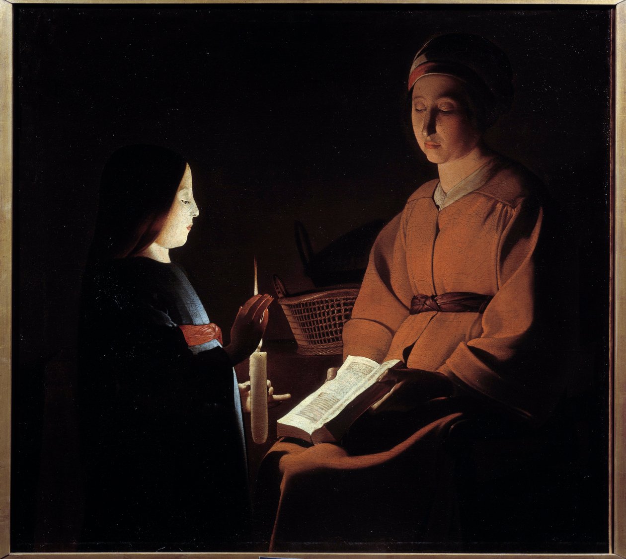 Erziehung der Jungfrau. von Georges de la (after) Tour