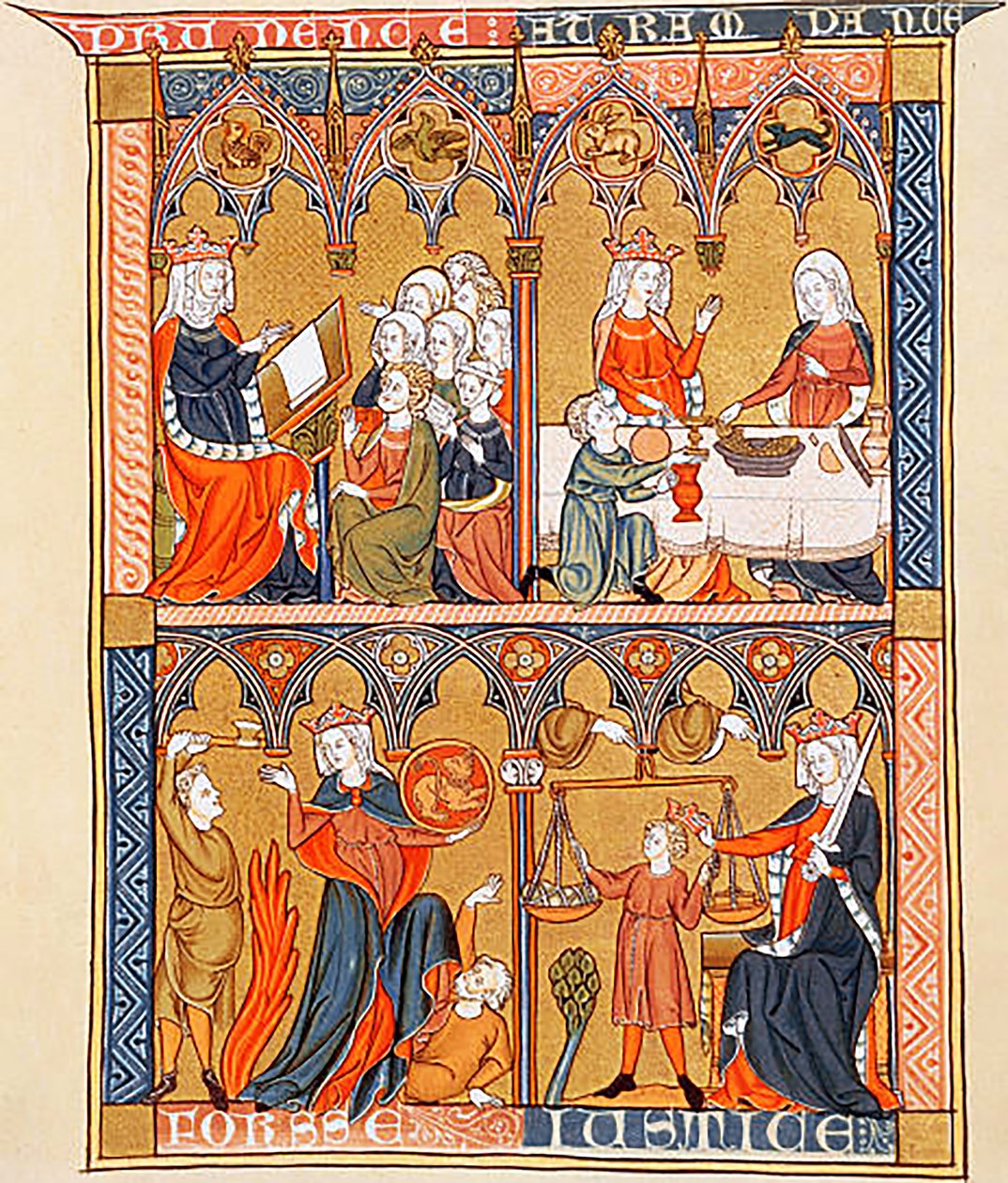 Vier Kardinaltugenden aus Somme le Roi von Dominikanermönch Laurent, ca. 1290-1300 von Georgia Levan Ramishvili from Tbilisi