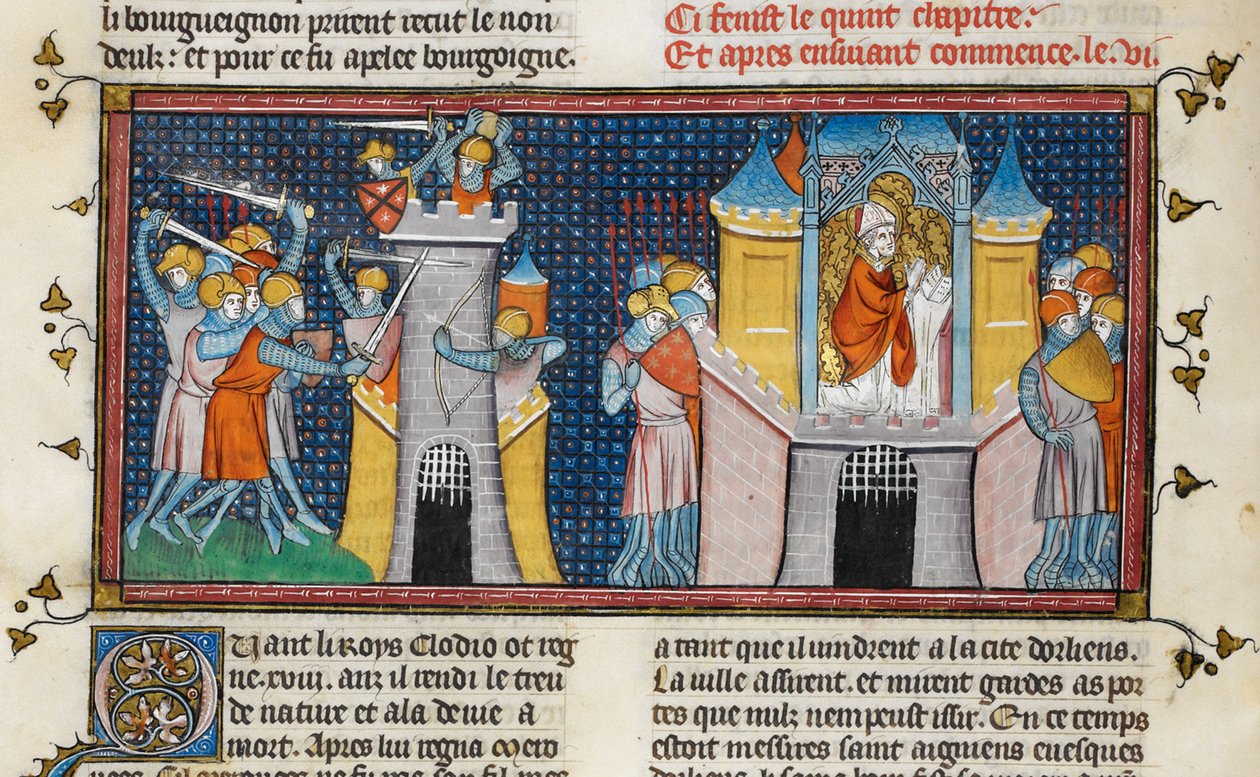 Die Hunnen plündern Orléans, Agnans Gebet, aus Chroniques de France ou de St Denis, 14. Jahrhundert von Georgia Levan Ramishvili from Tbilisi